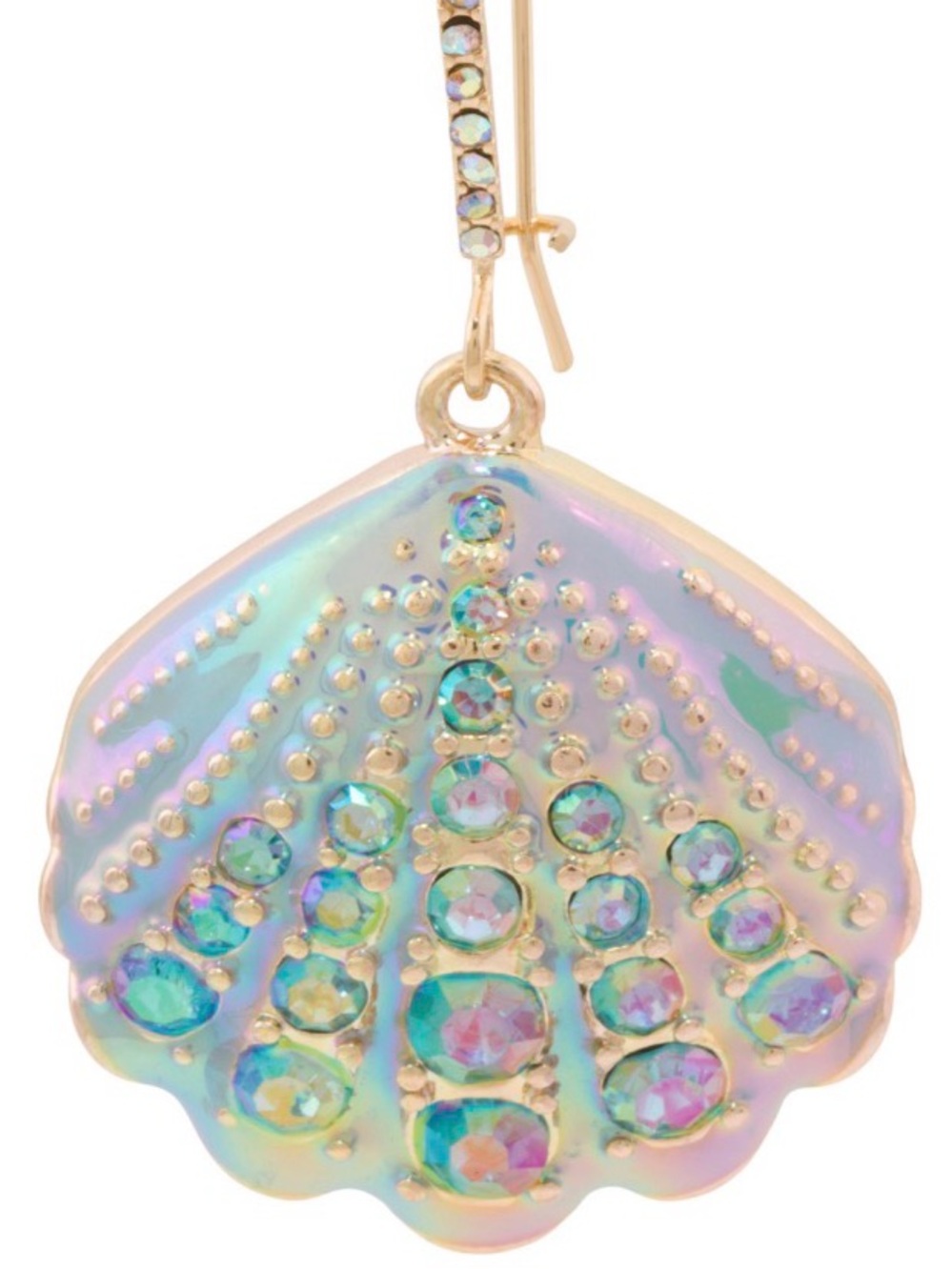 Betsey Johnson Gold-Tone Iridescent Pastel Shell Drop Earrings - Picture 3 of 3